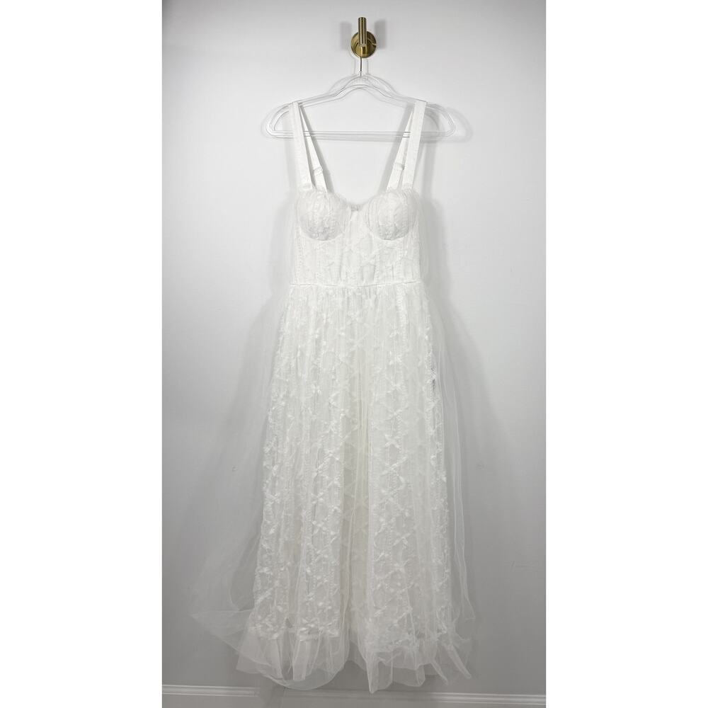 NWT Lulus Ethereal Impression White Coquette ruffled midi wedding dress Sz M - Picture 2 of 15